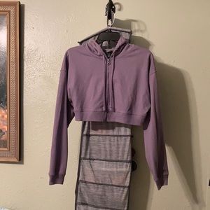 Wild Fable Cropped Purple Zip- up Hoodie sz L